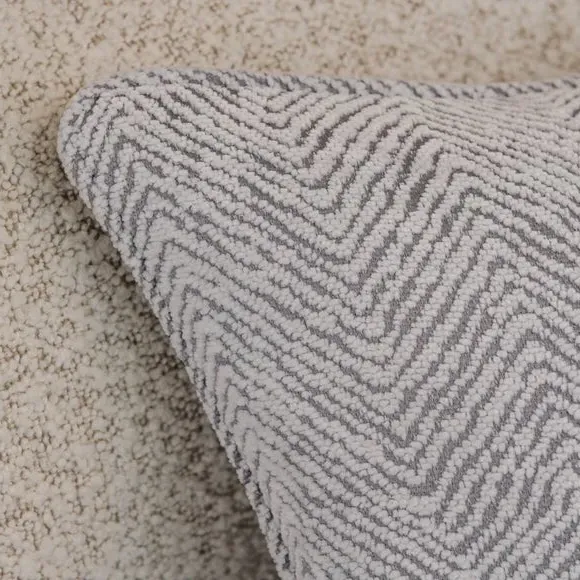 Square Cushion with Herringbone - Silver, Chenille