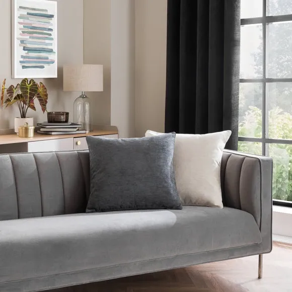 Square Cushion with Hollow Fibre Fill - Charcoal, Chenille