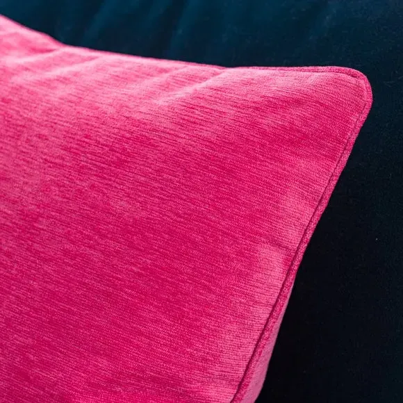 Square Cushion with Hollow Fibre Fill - Magenta, Chenille