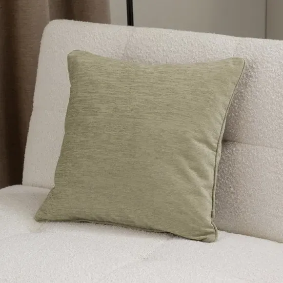 Square Cushion with Hollow Fibre Fill - Olive, Chenille