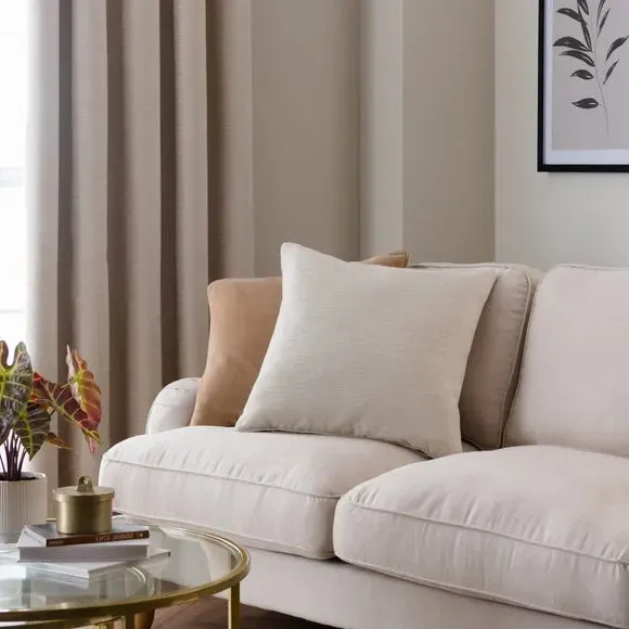 Square Cushion with Hollow Fibre Fill - Sandstone, Chenille