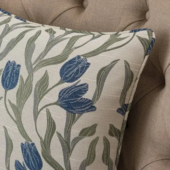 Square Cushion with Jacquard Design - Blue