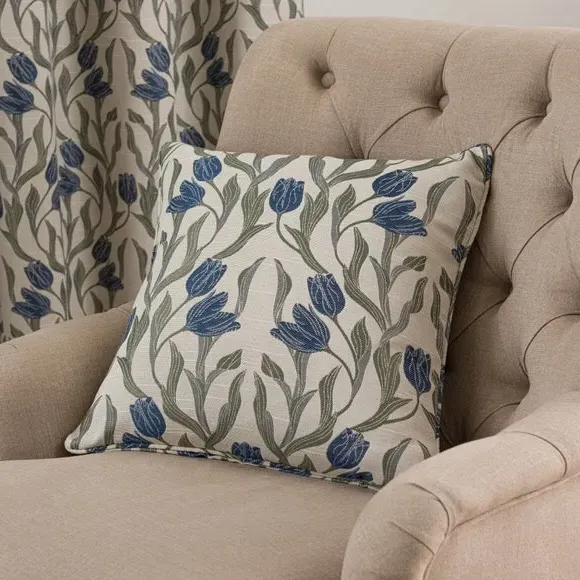 Square Cushion with Jacquard Design - Blue image