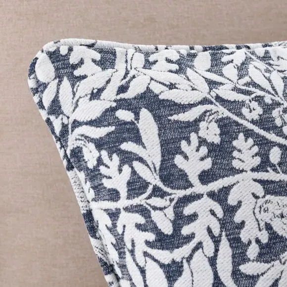 Square Cushion with Jacquard Design - Denim, Chenille