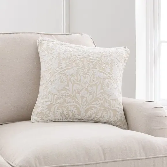 Square Cushion with Jacquard Design - Natural, Chenille