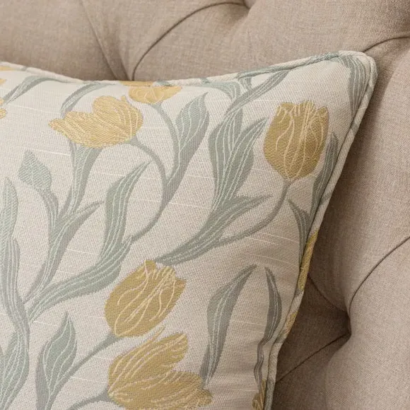 Square Cushion with Jacquard Design - Ochre