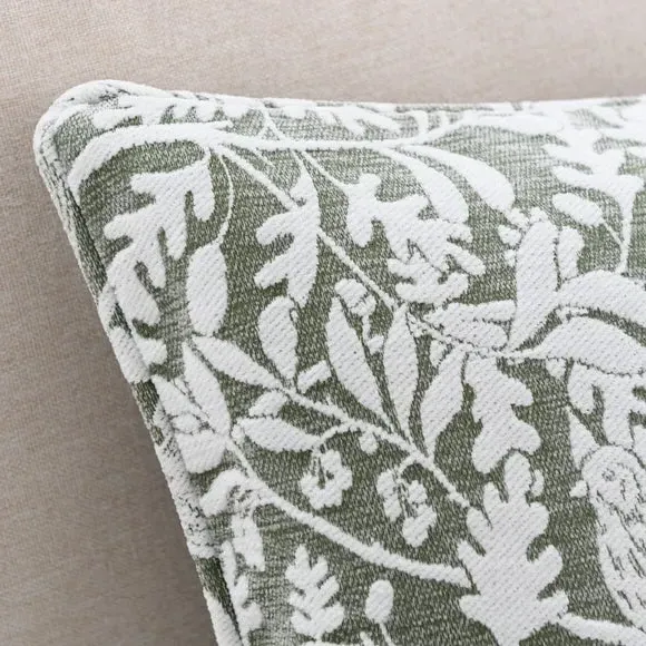 Square Cushion with Jacquard Design - Olive, Chenille