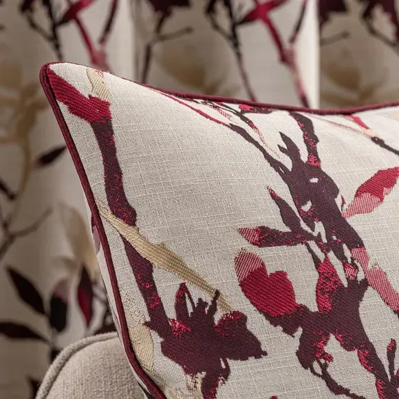 Square Cushion with Jacquard Design - Red