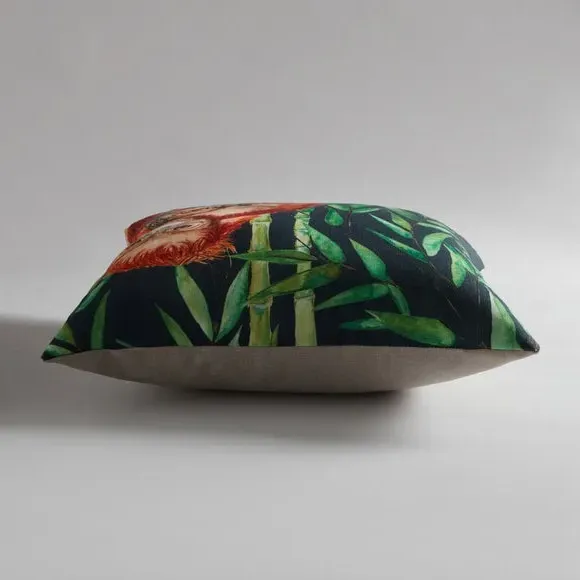 Square Cushion with Jungle Print - Multicolor
