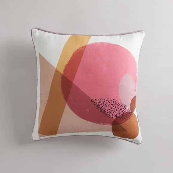 Square Cushion with Leaf Pattern - Multicolor