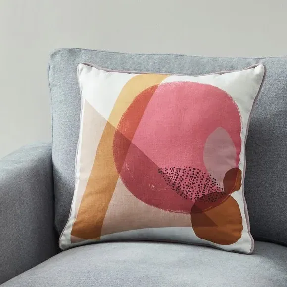 Square Cushion with Leaf Pattern - Multicolor image