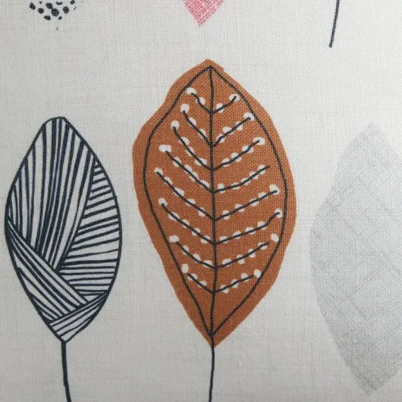 Square Cushion with Leaf Print - Multicolor