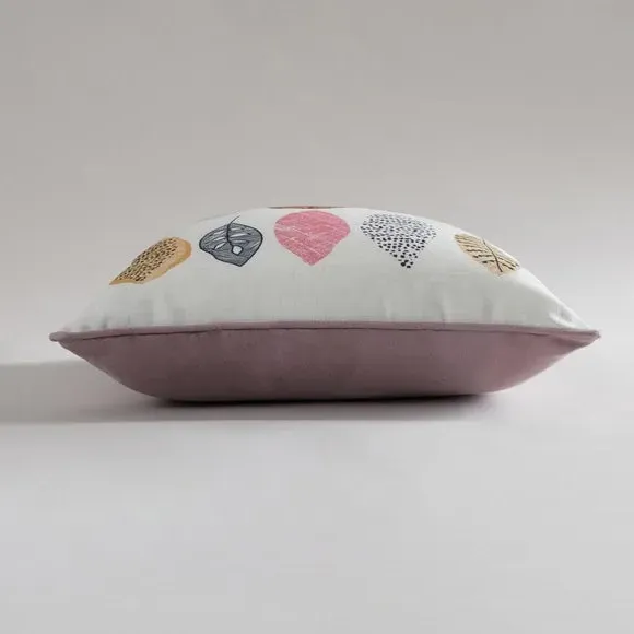Square Cushion with Leaf Print - Multicolor