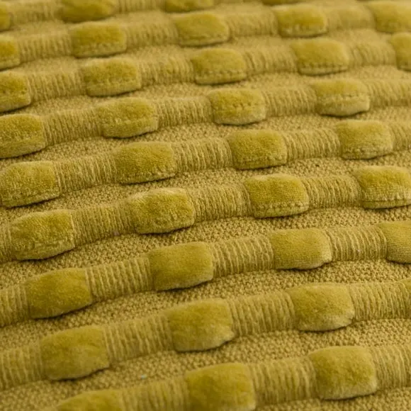 Square Cushion with Looped Detail - Chartreuse, Velvet