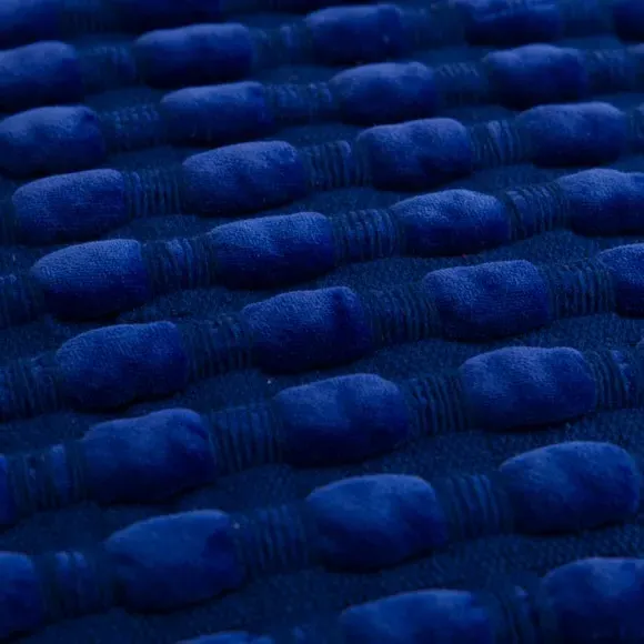 Square Cushion with Looped Detail - Cobalt, Velvet