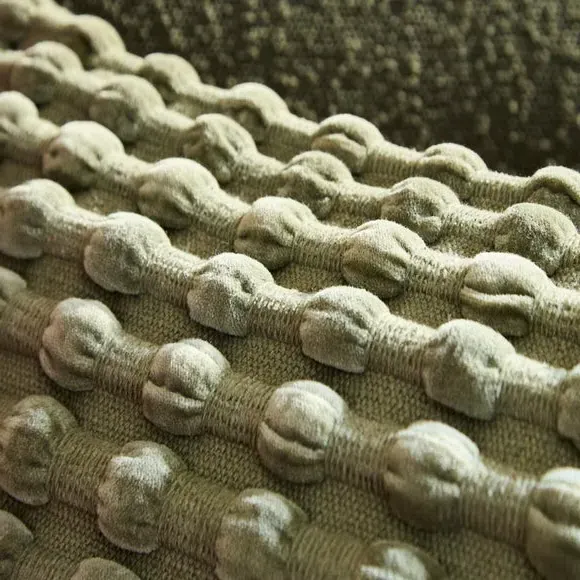 Square Cushion with Looped Detail - Olive, Velvet