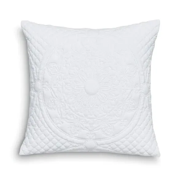 Square Cushion with Mandala Design - White