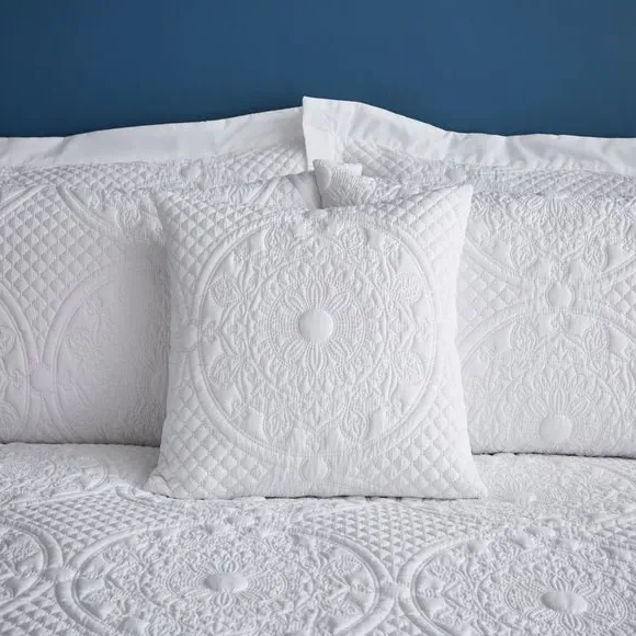 Square Cushion with Mandala Design - White image