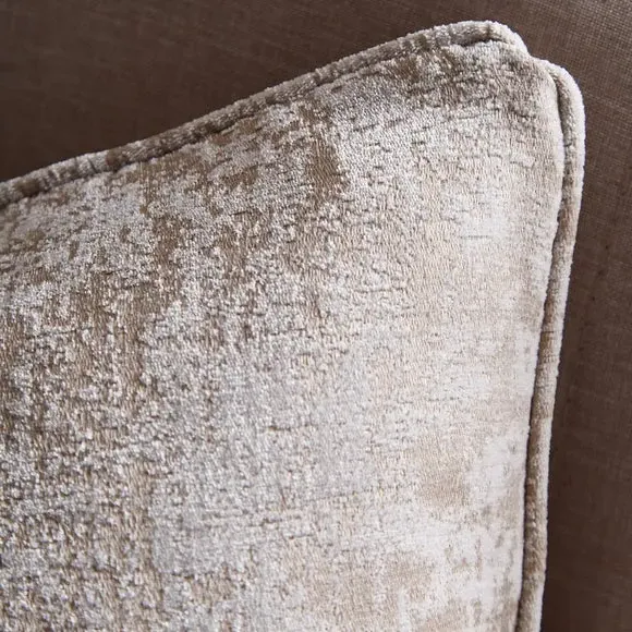 Square Cushion with Metallic Detail - Natural, Chenille