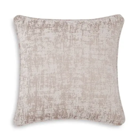 Square Cushion with Metallic Detail - Natural, Chenille