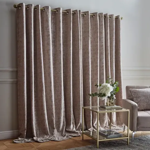Square Cushion with Metallic Detail - Natural, Chenille