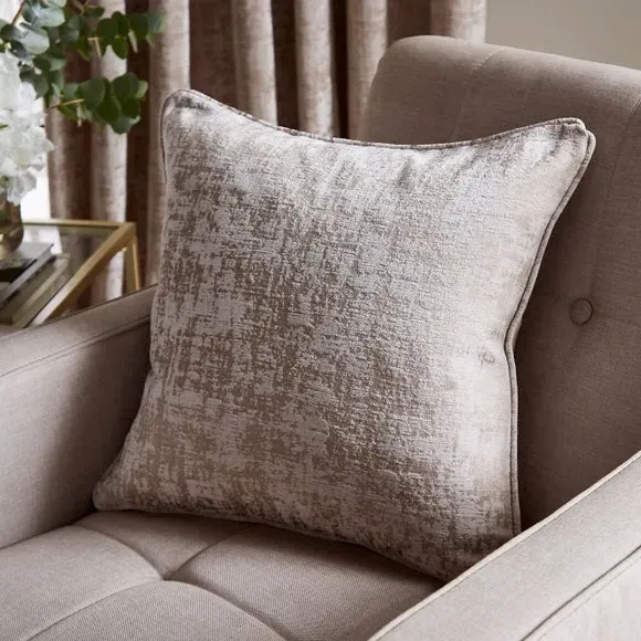 Square Cushion with Metallic Detail - Natural, Chenille image