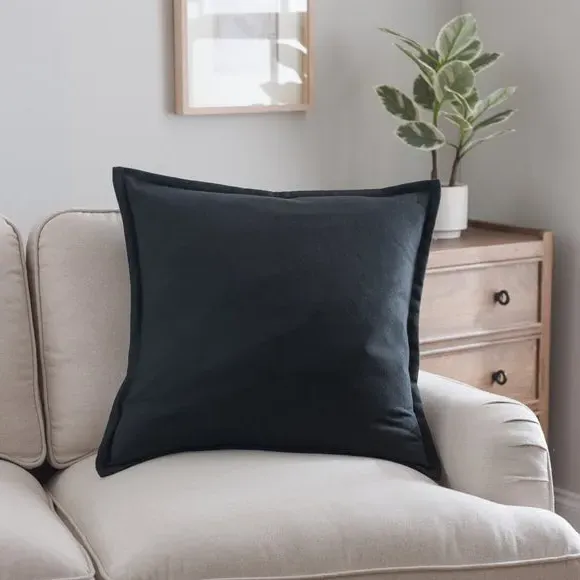 Square Cushion with Oxford Edge - Black image
