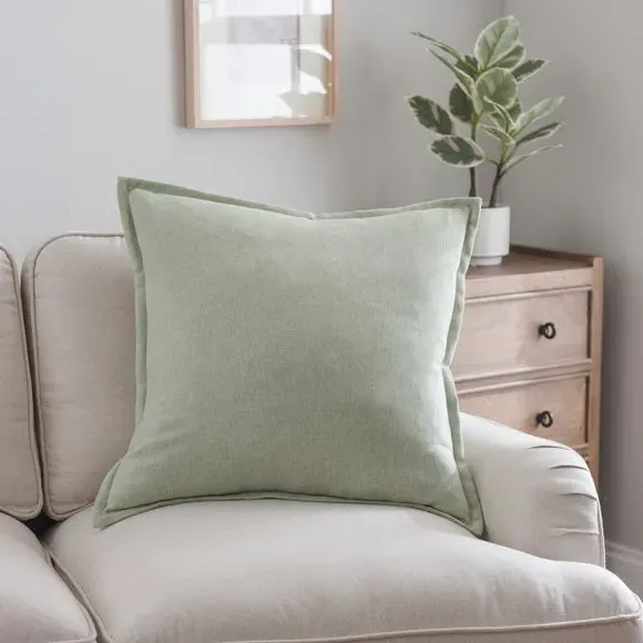 Square Cushion with Oxford Edge - Sage
