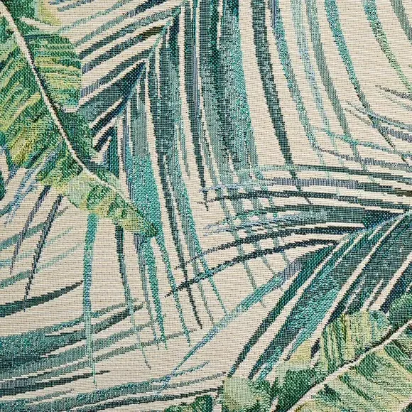 Square Cushion with Palm Leaf Print - Green