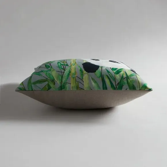 Square Cushion with Panda Print - Multicolor