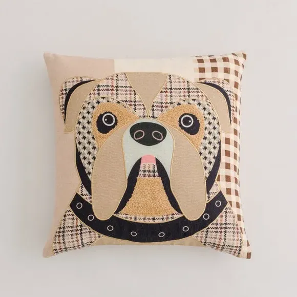 Square Cushion with Patchwork Design - Multicolor