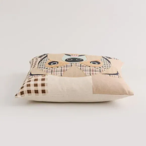Square Cushion with Patchwork Design - Multicolor