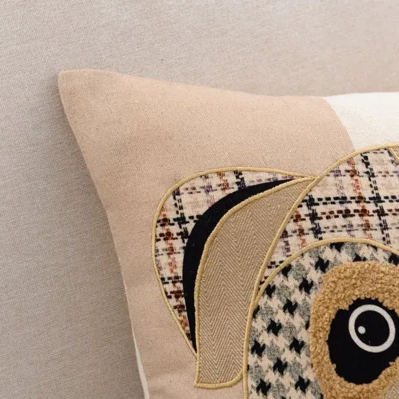 Square Cushion with Patchwork Design - Multicolor