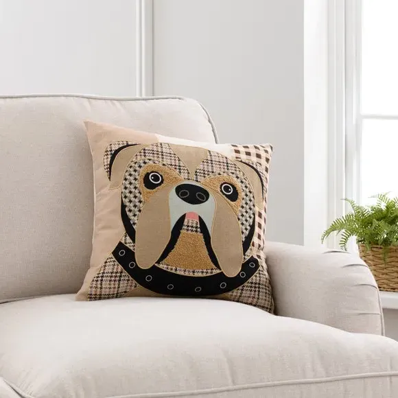 Square Cushion with Patchwork Design - Multicolor image