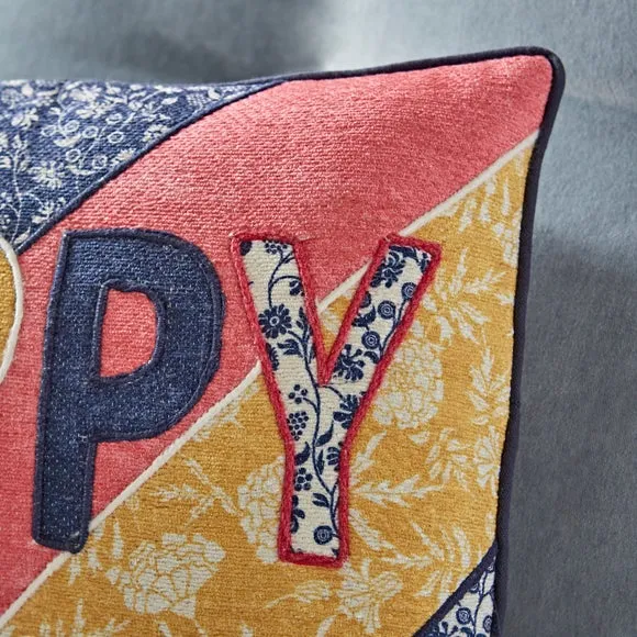 Square Cushion with Patchwork - Multicolor