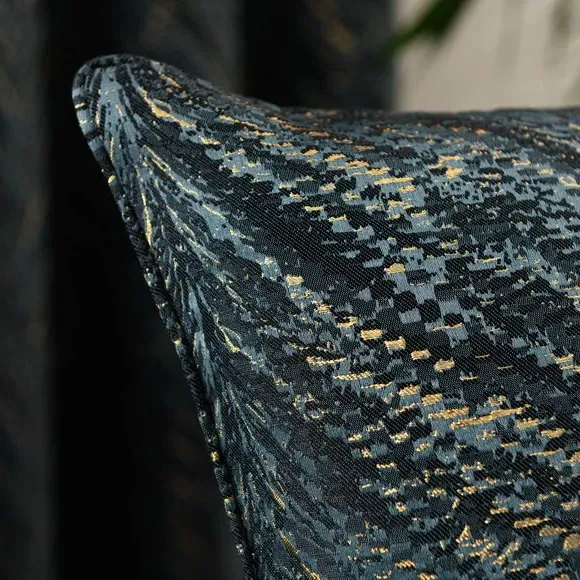 Square Cushion with Peacock Design - Multicolor