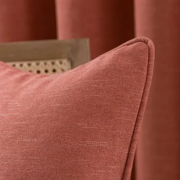 Square Cushion with Piped Detail - Clay, Linen