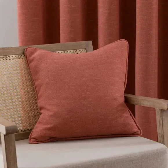 Square Cushion with Piped Detail - Clay, Linen image