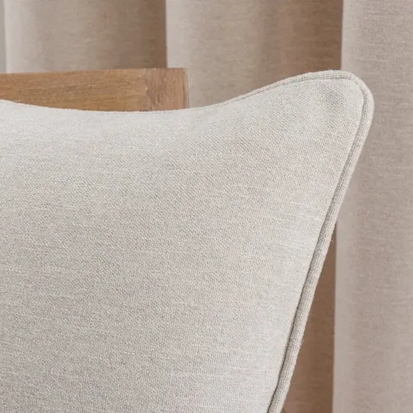 Square Cushion with Piped Detail - Natural, Linen