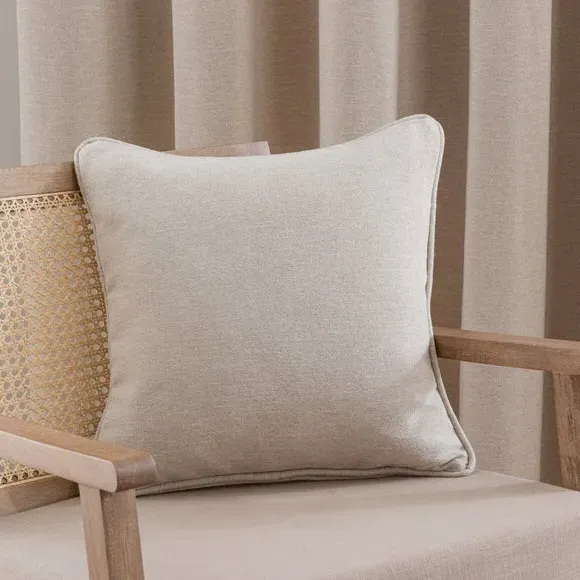 Square Cushion with Piped Detail - Natural, Linen