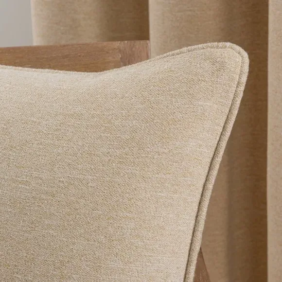 Square Cushion with Piped Detail - Sand, Linen