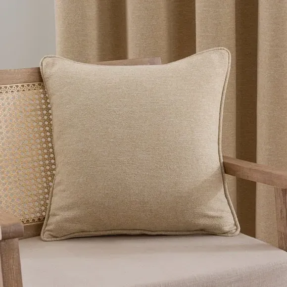 Square Cushion with Piped Detail - Sand, Linen