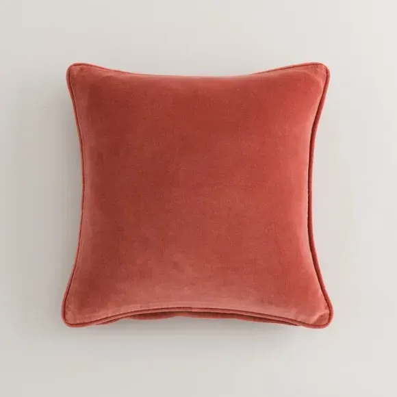 Square Cushion with Piped Edge - Baked Clay, Velvet