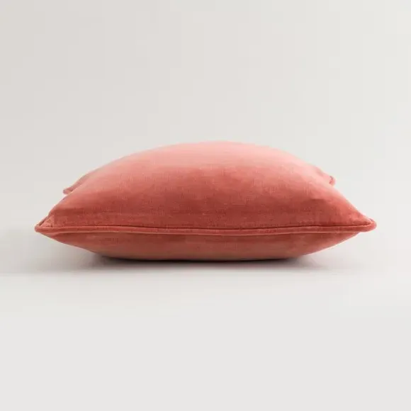 Square Cushion with Piped Edge - Baked Clay, Velvet