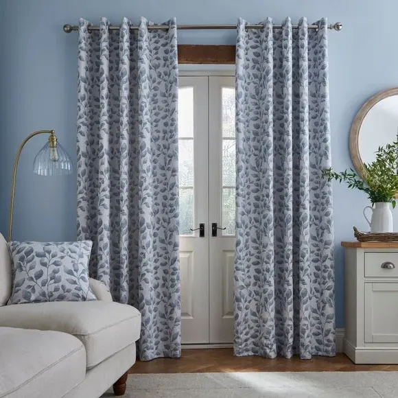 Square Cushion with Piped Edge - Blue, Jacquard