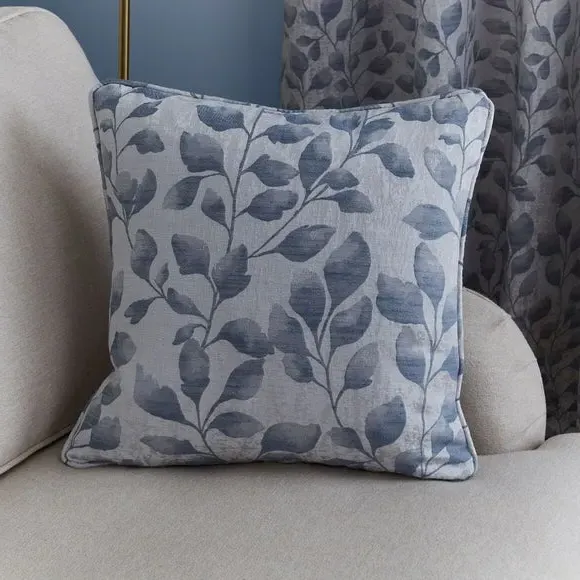 Square Cushion with Piped Edge - Blue, Jacquard image