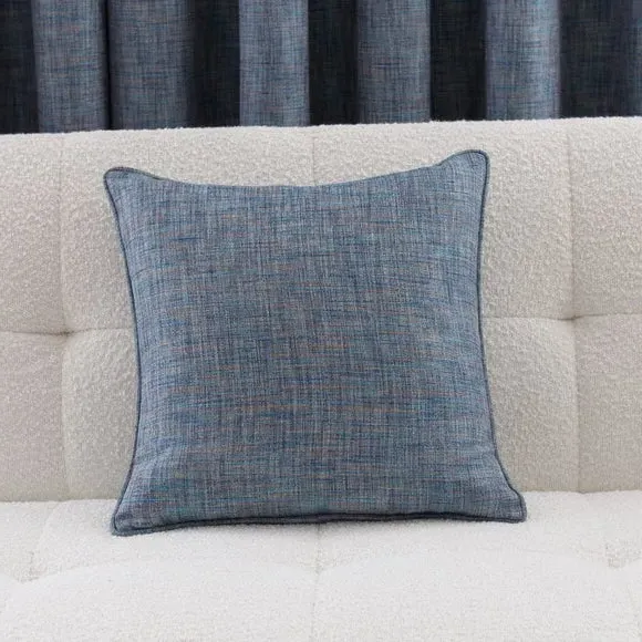 Square Cushion with Piped Edge - Blue, Polyester image