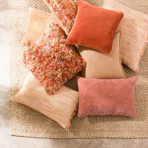Square Cushion with Piped Edge - Butterscotch, Velvet