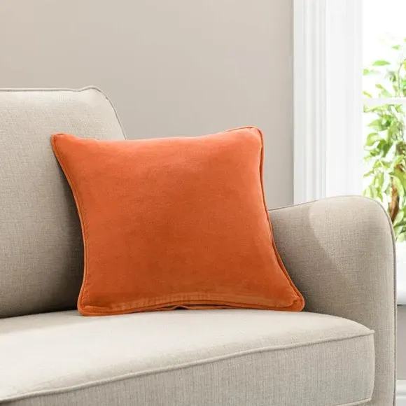Square Cushion with Piped Edge - Butterscotch, Velvet