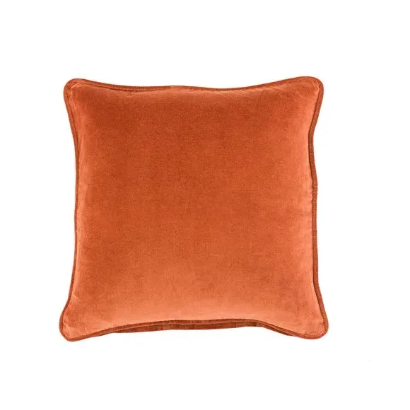 Square Cushion with Piped Edge - Butterscotch, Velvet image